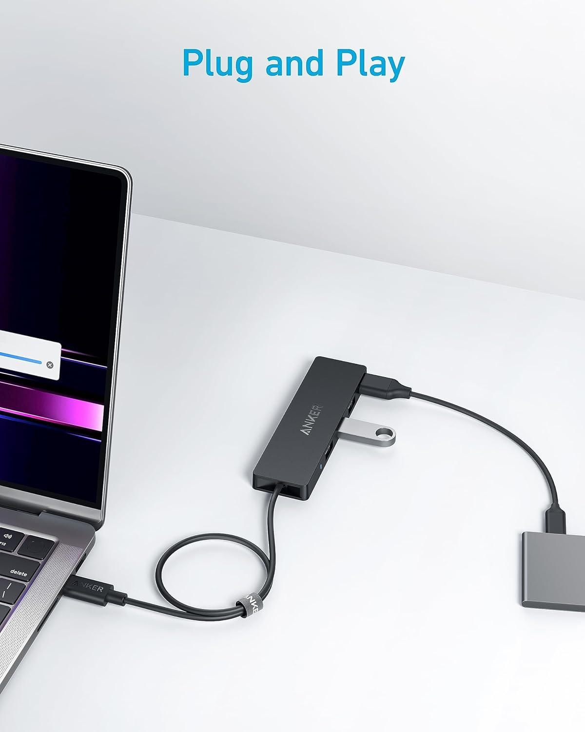 imageAnker USB C Hub 4 Ports Multiple USB 30 Hub with 5Gbps Data Transfer Extender for Type C Port Laptop PC Desktop and More 2 ft USBC Connector Charging Not Supported2 ft