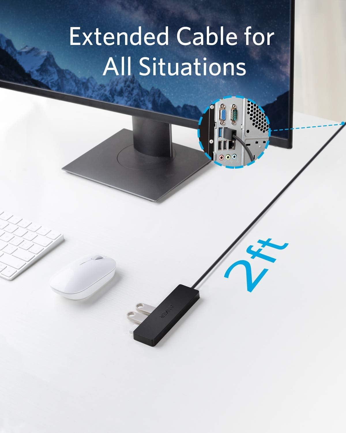 imageAnker USB C Hub 4 Ports Multiple USB 30 Hub with 5Gbps Data Transfer Extender for Type C Port Laptop PC Desktop and More 2 ft USBC Connector Charging Not Supported2 ft