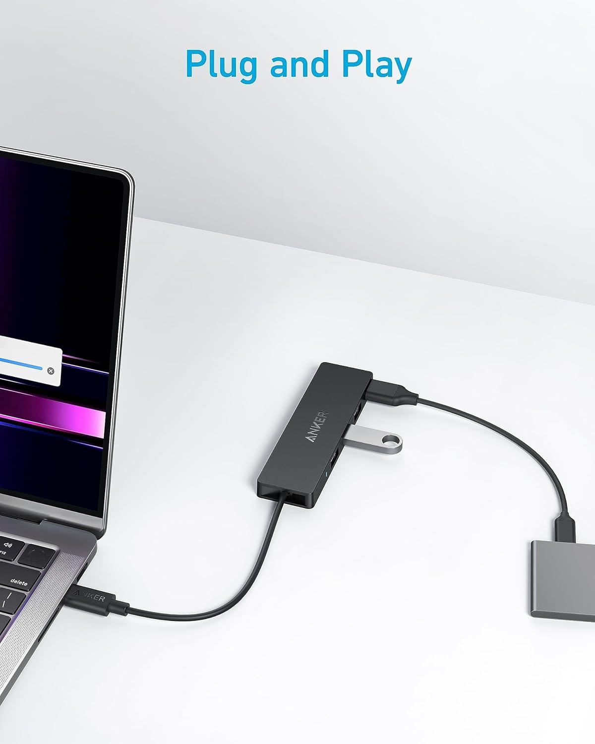imageAnker USB C Hub 4 Ports Multiple USB 30 Hub with 5Gbps Data Transfer Extender for Type C Port Laptop PC Desktop and More 2 ft USBC Connector Charging Not Supported07 ft