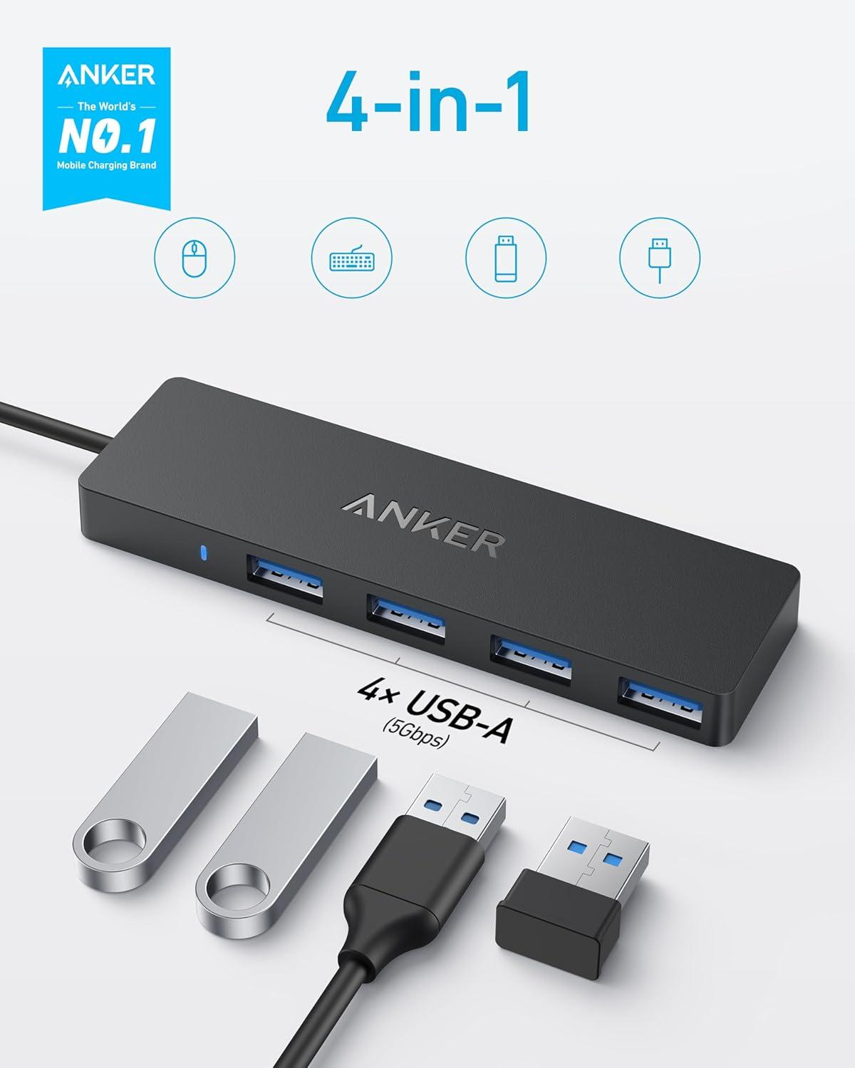 imageAnker USB C Hub 4 Ports Multiple USB 30 Hub with 5Gbps Data Transfer Extender for Type C Port Laptop PC Desktop and More 2 ft USBC Connector Charging Not Supported07 ft Pack of 2