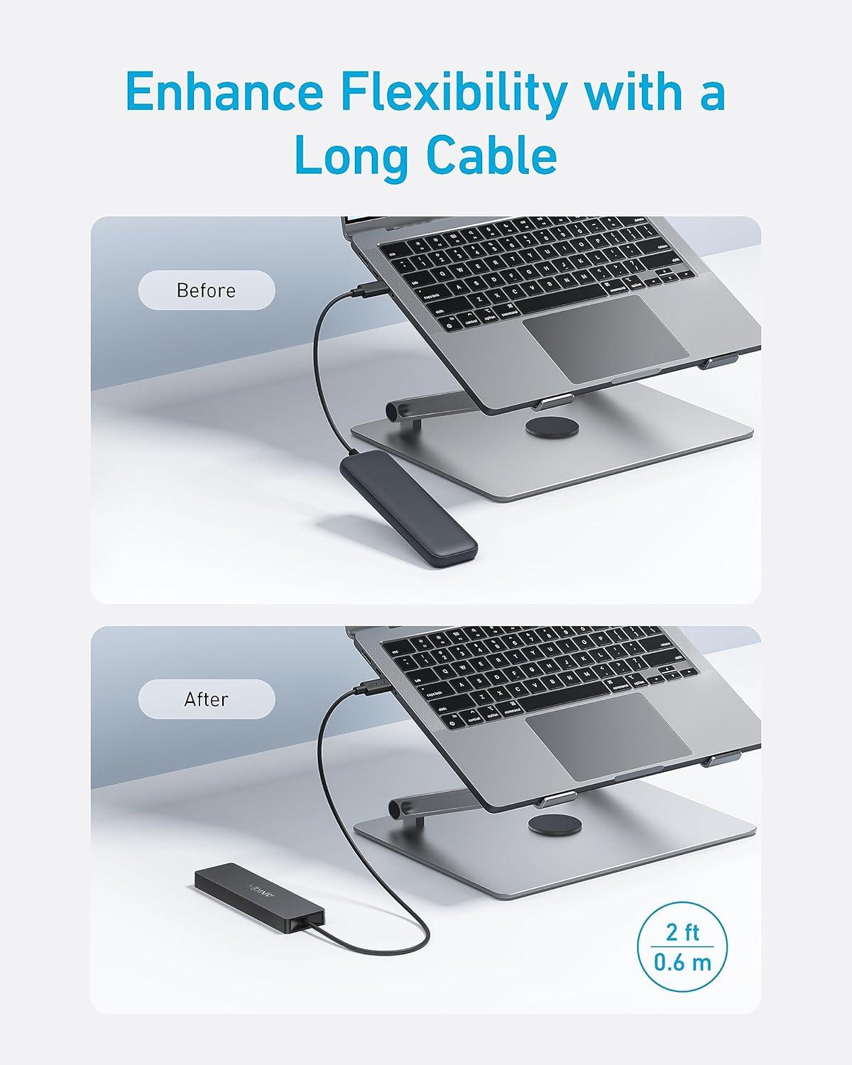 imageAnker USB C Hub 4 Ports Multiple USB 30 Hub with 5Gbps Data Transfer Extender for Type C Port Laptop PC Desktop and More 2 ft USBC Connector Charging Not Supported2 ft