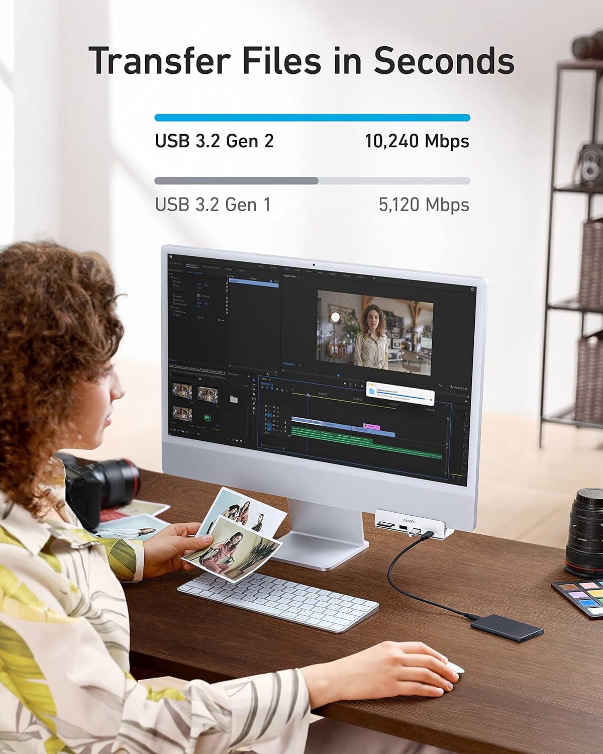 imageAnker USB C Hub 535 USB C Hub 5in1 with 2 USBA 10 Gbps Data Ports USBC 10 Gbps Port SD and microSD Card Reader for iMac ProiMac 24 inch 2021 iMac 27 inch 215 inch