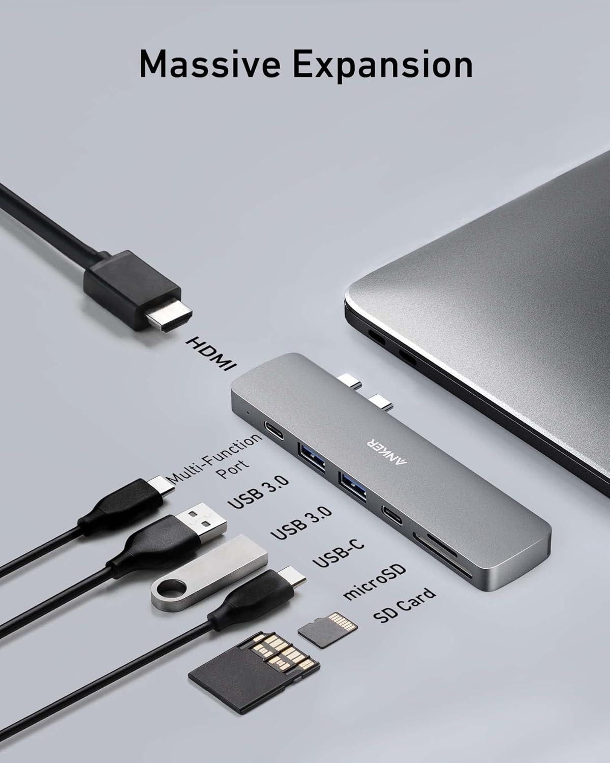 imageAnker USB C Hub for MacBook 7in2 with 4K60Hz HDMI Compatible with Thunderbolt 4 1 Type C and 2 USB A Data Ports for MacBookPro 13 Inch MacBookAir M1  M2 and More7in2 4K30Hz