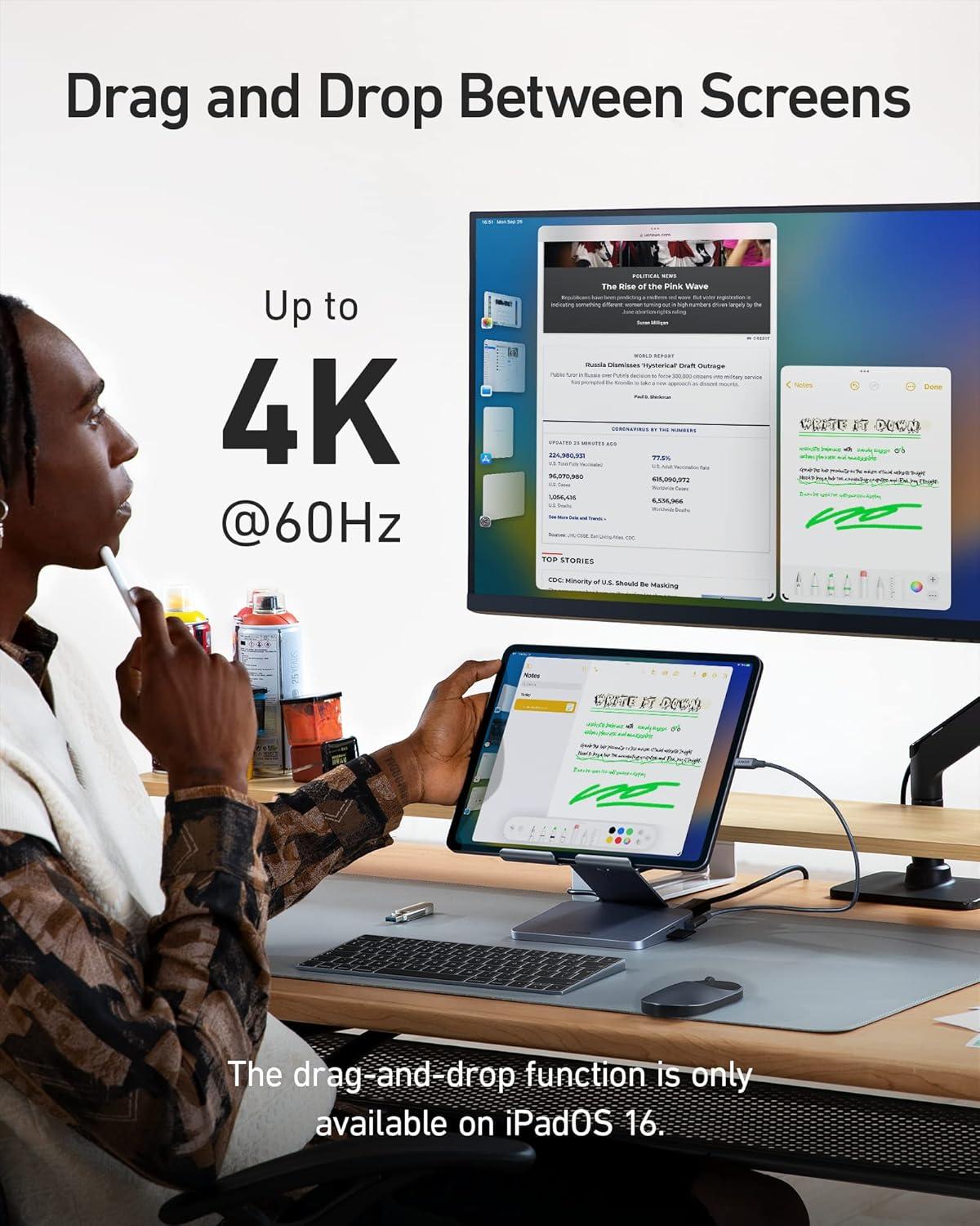 imageAnker USB C Hub for iPad 551 USBC Hub 8in1 with Foldable Tablet Stand 4K HDMI 2 USBA Data Ports for iPad Pro 5th GenAir 5th GenMini 6th and Later Silver56  55  11 inches Pack of 2