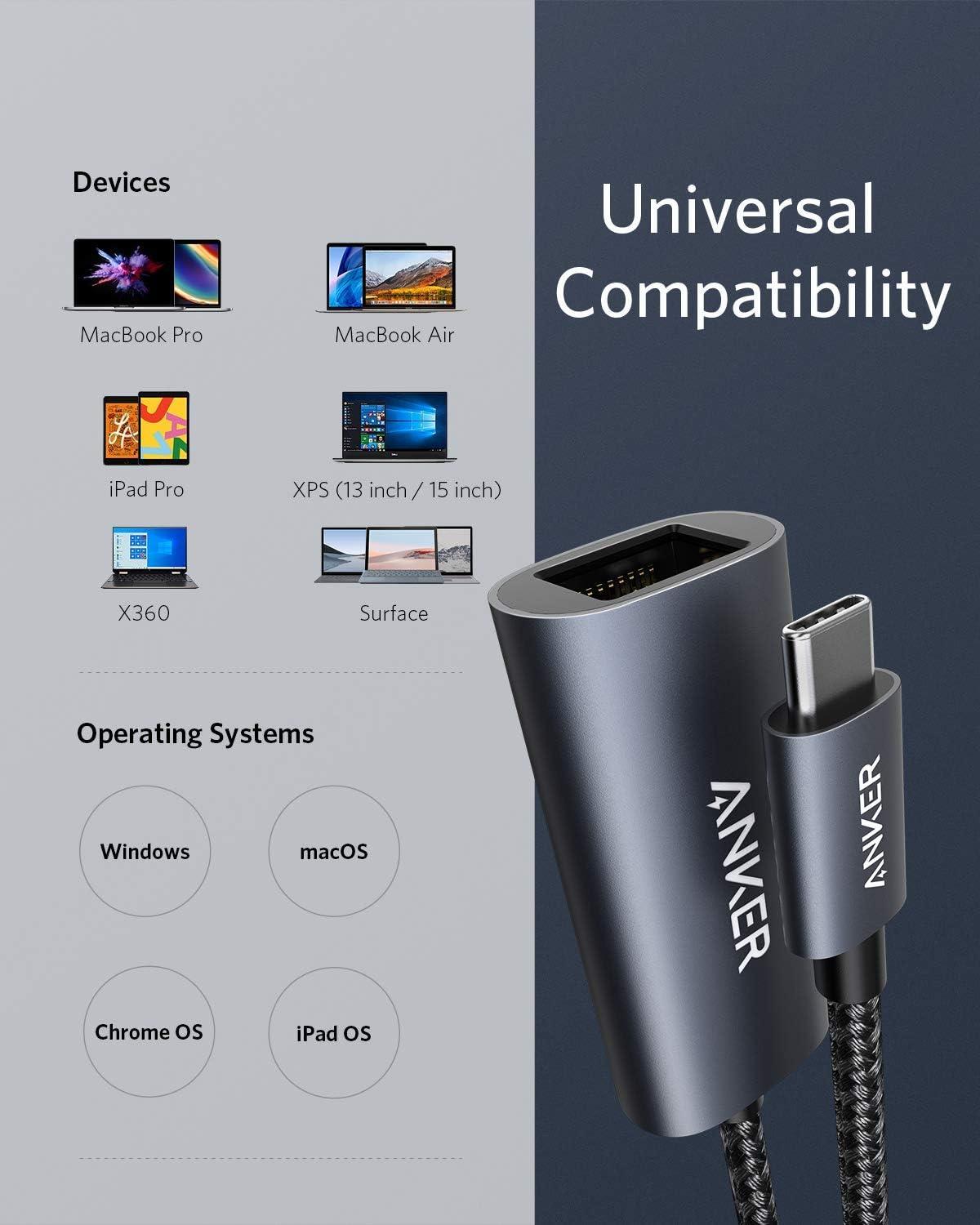 imageAnker USB C to Ethernet Adapter Portable USB C TypeC 1Gigabit Network Hub 101001000 MbpsNetwork Adapter for MacBook Pro iPad Pro 20192018 ChromeBook XPS Galaxy S9S8 and MoreUSB C to Ethernet Adapter