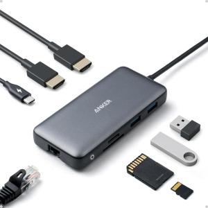 Anker Laptop Docking Station Dual Monitor, 8-in-1 USB C Hub, 4K Dual Monitor with 2 HDMI, 1 Gbps Ethernet Hub, 85W Power Delivery, SD Card Reader for MacBook Pro, XPS and More (Charger not Included)(8 in 1 【2 HDMI + Ethernet】)