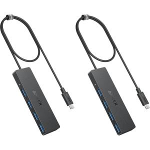 Anker USB C Hub 4 Ports, Multiple USB 3.0 Hub with 5Gbps Data Transfer, Extender for Type C Port Laptop, PC, Desktop and More (2 ft USB-C Connector, Charging Not Supported)(2 ft (Pack of 2))