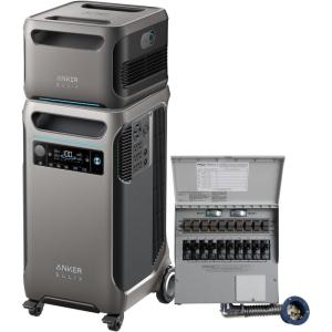 Anker SOLIX F3800 120V/240V Home Backup Kit, 3840Wh Portable Power Station with Transfer Switch Kit, 6000W AC Output, Solar Generator for Home Use, RV, Emergencies, Power Outages, Outdoor Camping(7.68kWh Home Backup Kit)