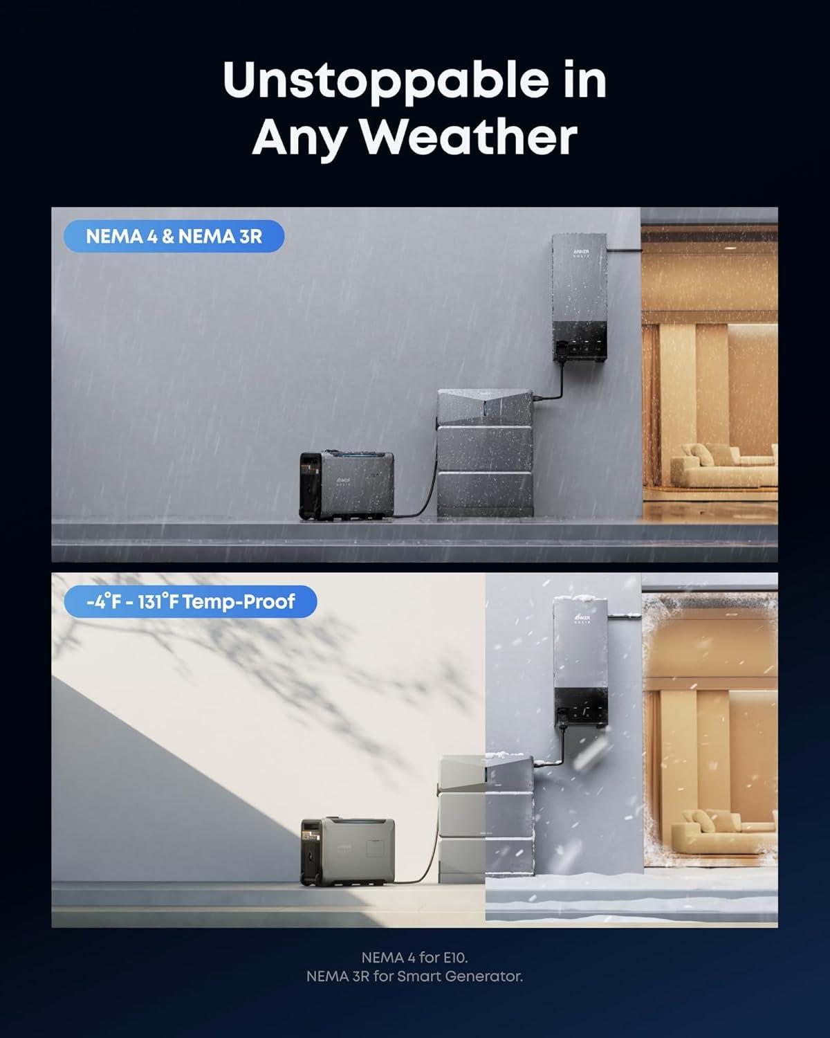 imageAnker SOLIX E10 Smart Inlet Box and Extra Battery 12kWh Expandable to 90kWh 10kW Turbo Output Manual Backup Reduce Bills NEMA 4 amp 3R Up to 12Month 0 APR2x 400W Solar Smart Generator 5500