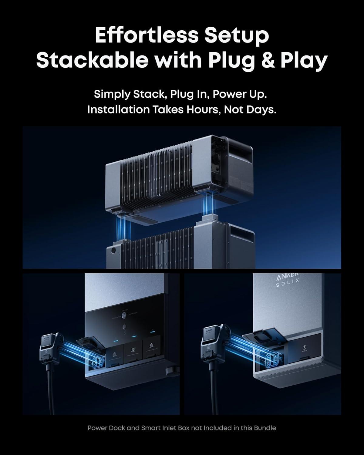 imageAnker SOLIX E10 Smart Inlet Box and Extra Battery 12kWh Expandable to 90kWh 10kW Turbo Output Manual Backup Reduce Bills NEMA 4 amp 3R Up to 12Month 0 APRE10B6000 BatterySmart Inlet Box