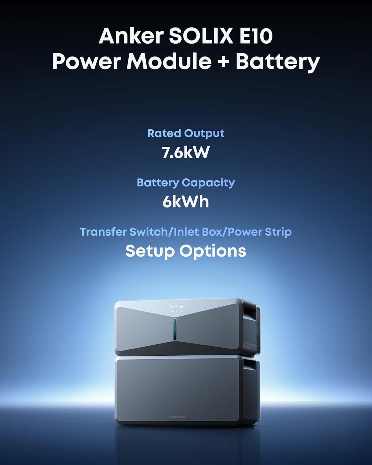 imageAnker SOLIX E10 Smart Inlet Box and Extra Battery 12kWh Expandable to 90kWh 10kW Turbo Output Manual Backup Reduce Bills NEMA 4 amp 3R Up to 12Month 0 APRE10
