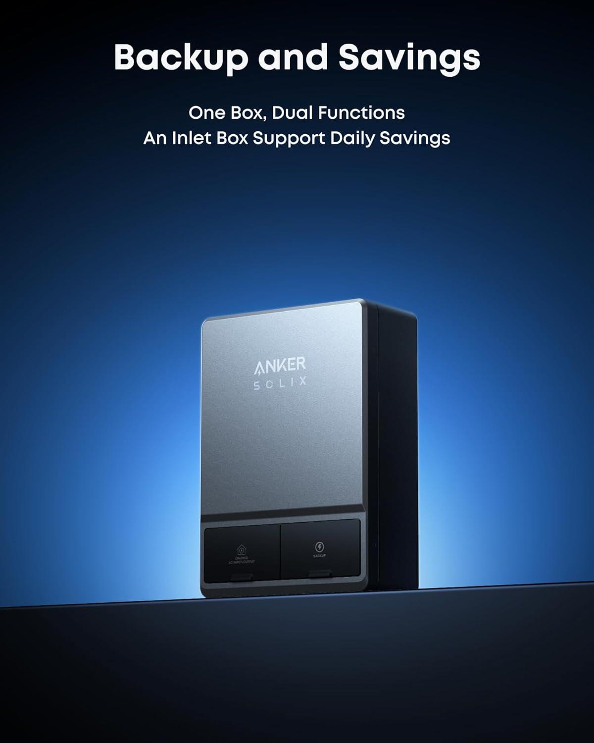 imageAnker SOLIX E10 Smart Inlet Box and Extra Battery 12kWh Expandable to 90kWh 10kW Turbo Output Manual Backup Reduce Bills NEMA 4 amp 3R Up to 12Month 0 APRE10Smart Inlet Box