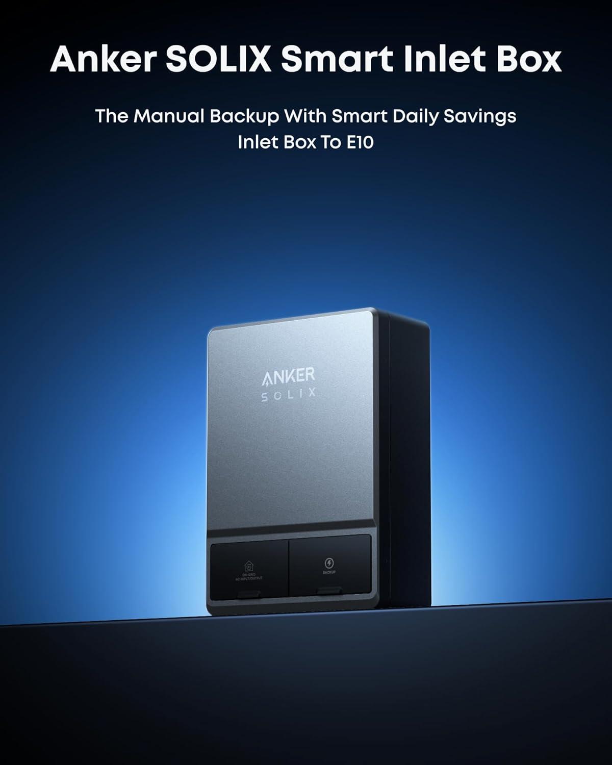 imageAnker SOLIX E10 Smart Inlet Box and Extra Battery 12kWh Expandable to 90kWh 10kW Turbo Output Manual Backup Reduce Bills NEMA 4 amp 3R Up to 12Month 0 APRE10B6000 BatterySmart Inlet Box