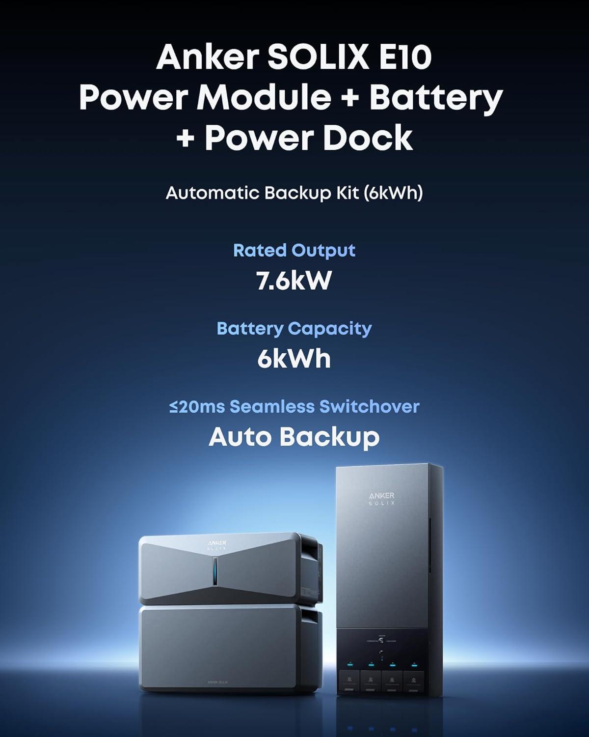 imageAnker SOLIX E10 Smart Inlet Box and Extra Battery 12kWh Expandable to 90kWh 10kW Turbo Output Manual Backup Reduce Bills NEMA 4 amp 3R Up to 12Month 0 APRE10Power Dock