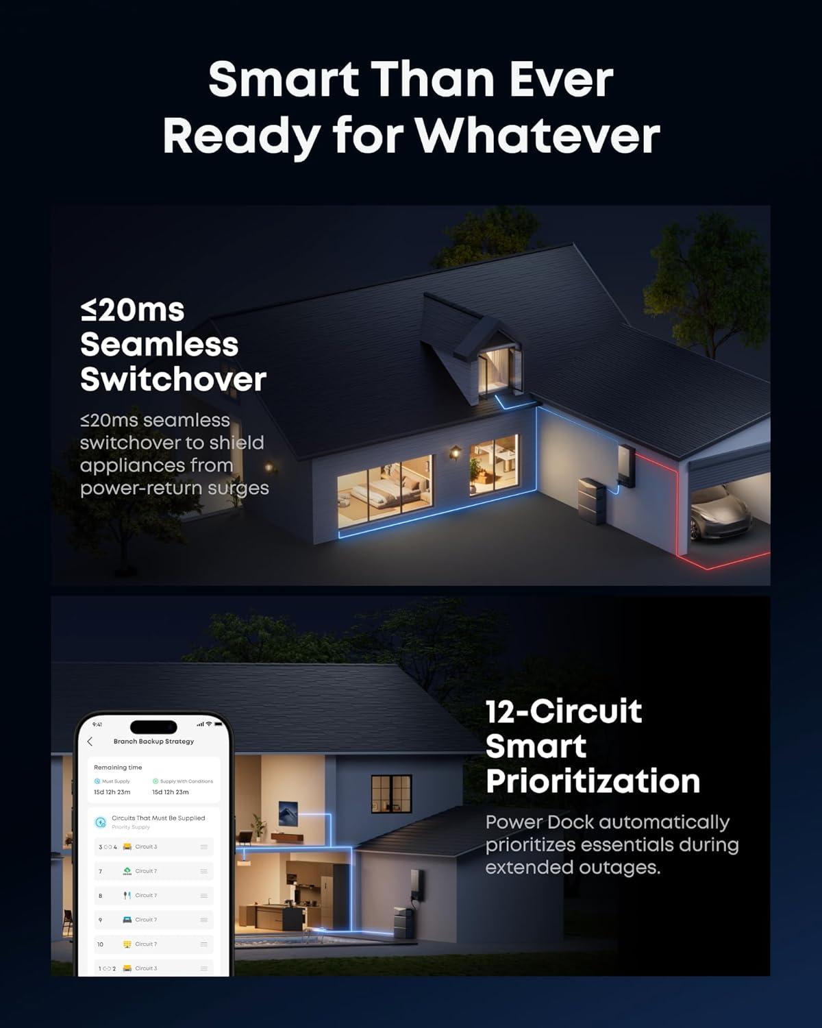 imageAnker SOLIX E10 Smart Inlet Box and Extra Battery 12kWh Expandable to 90kWh 10kW Turbo Output Manual Backup Reduce Bills NEMA 4 amp 3R Up to 12Month 0 APRE10Power Dock