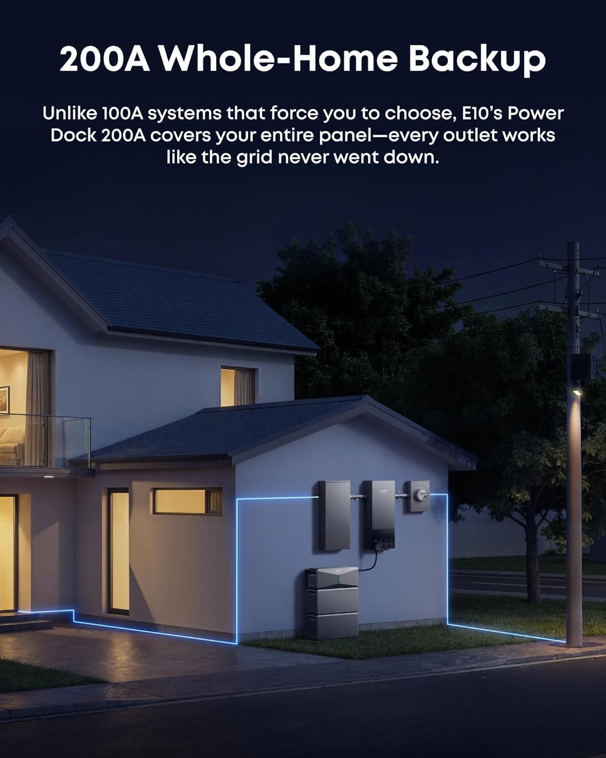imageAnker SOLIX E10 Smart Inlet Box and Extra Battery 12kWh Expandable to 90kWh 10kW Turbo Output Manual Backup Reduce Bills NEMA 4 amp 3R Up to 12Month 0 APRE10Power Dock