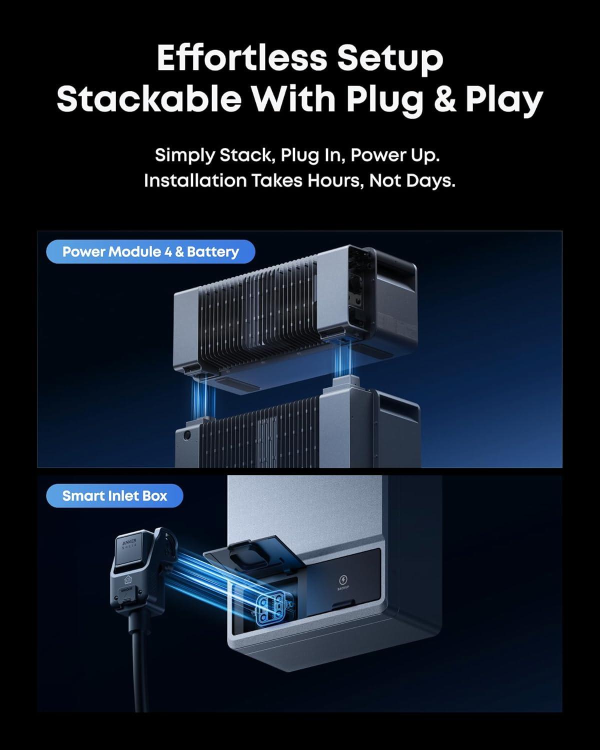 imageAnker SOLIX E10 Smart Inlet Box and Extra Battery 12kWh Expandable to 90kWh 10kW Turbo Output Manual Backup Reduce Bills NEMA 4 amp 3R Up to 12Month 0 APRE10Smart Inlet Box
