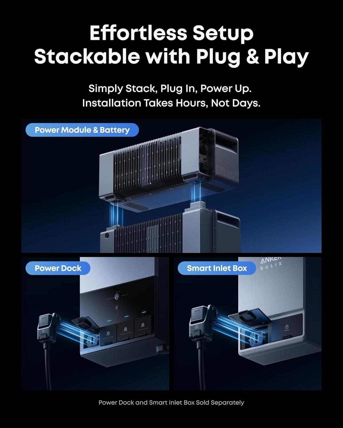 imageAnker SOLIX E10 Smart Inlet Box and Extra Battery 12kWh Expandable to 90kWh 10kW Turbo Output Manual Backup Reduce Bills NEMA 4 amp 3R Up to 12Month 0 APRE10