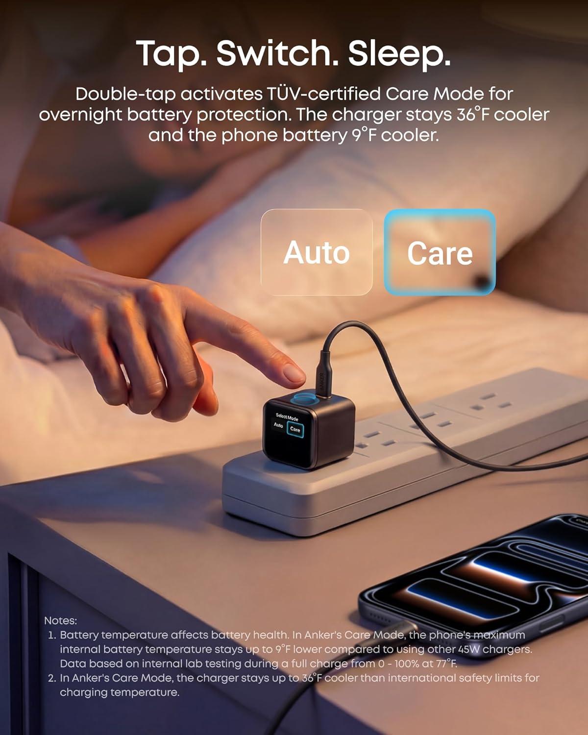 imageAnker Smart Display Charger Anker Nano USB C Charger Block 45W Max GaN Phone Charger180 Foldable PlugSmart RecognitionBuiltin Care Modefor iPhone171615NonBatteryOne USBC PortNo CableBlack