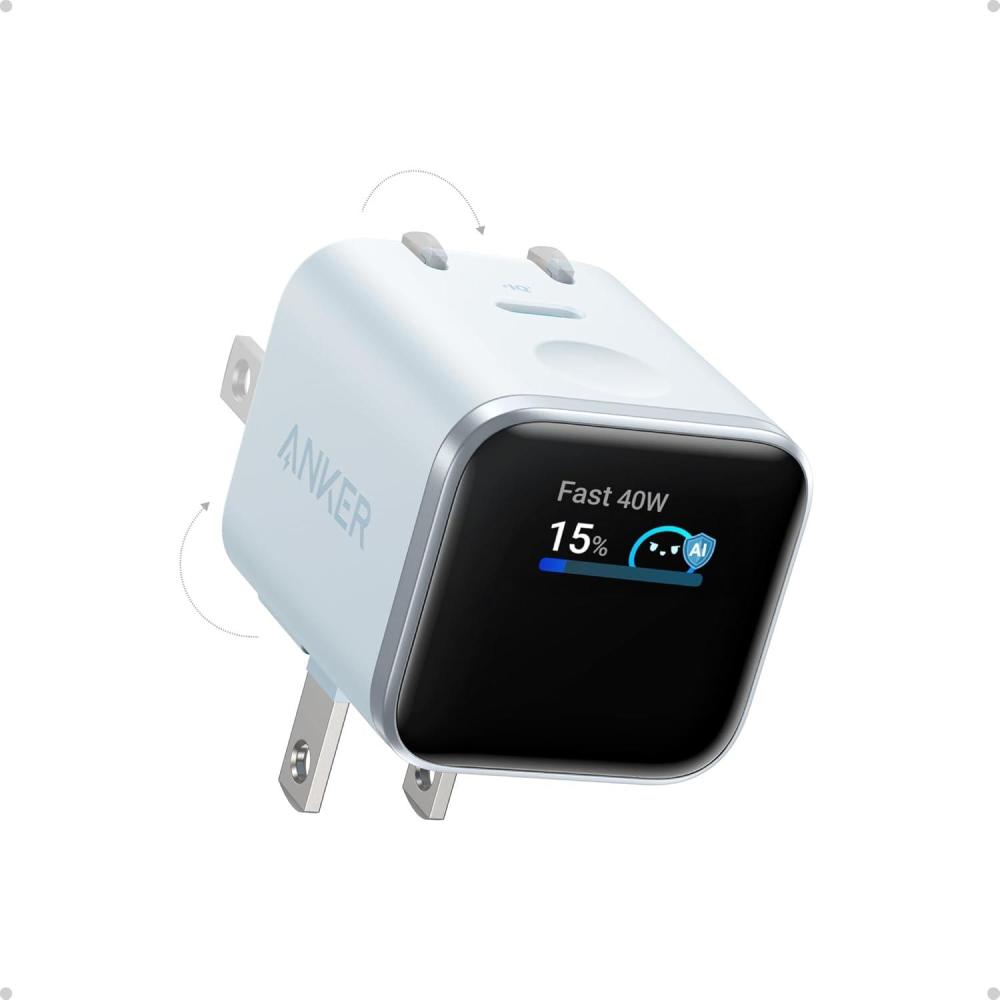 imageAnker Smart Display Charger Anker Nano USB C Charger Block 45W Max GaN Phone Charger180 Foldable PlugSmart RecognitionBuiltin Care Modefor iPhone171615NonBatteryOne USBC PortNo CableBlue