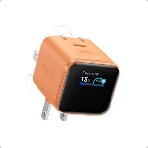 Anker Smart Display Charger, Anker Nano USB C Charger Block, 45W Max GaN Phone Charger,180° Foldable Plug,Smart Recognition,Built-in Care Mode,for iPhone17/16/15(Non-Battery,One USB-C Port,No Cable)(Orange)