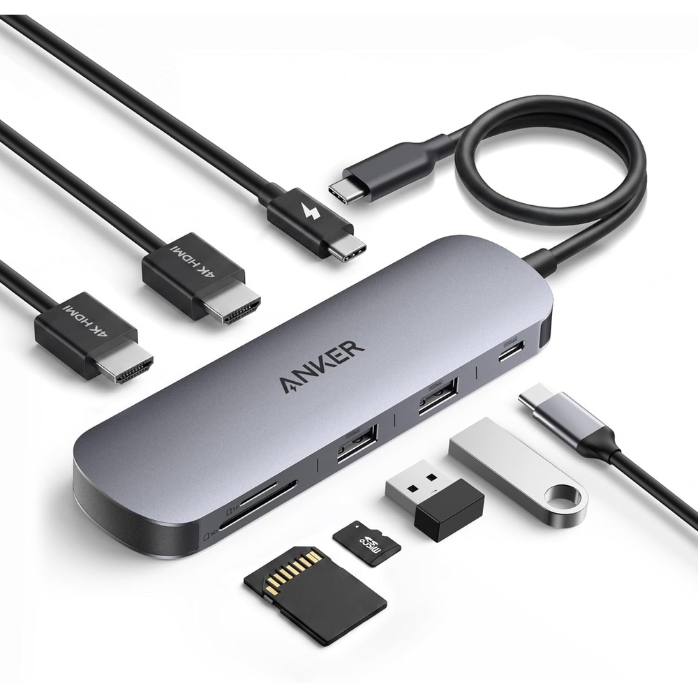 imageAnker Nano 8in1 USB C Docking Station Dual Monitor Laptop Dock with 4K60 Hz HDMI 10 Gbps 1 USBC 2 USBA 30 85W PD SDTF for Dell Lenovo HP and Windows Laptops Charger Not Included