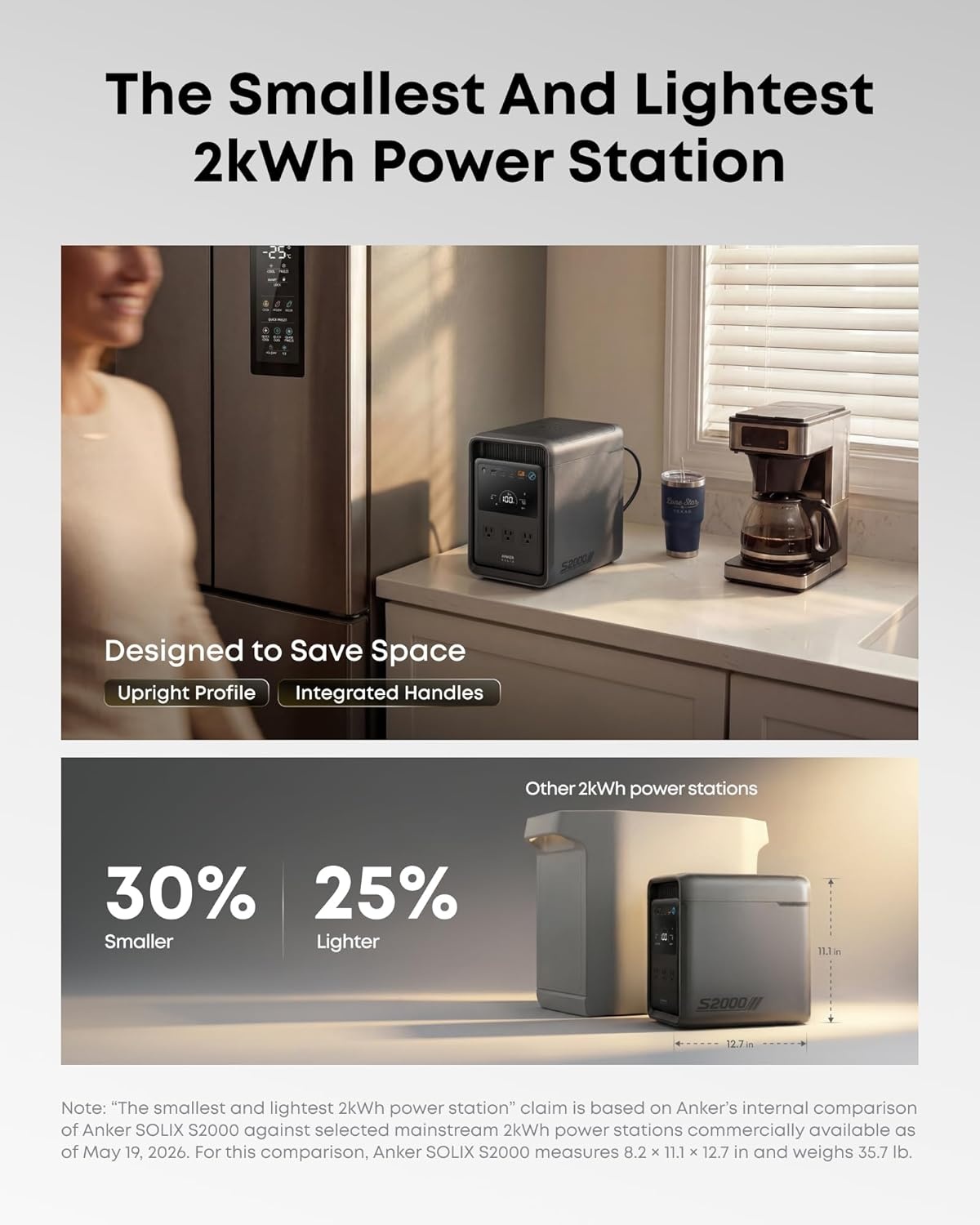 imageAnker SOLIX S2000 Portable Power Station 1500W Solar Generator for Home Use 35Hr Fridge Backup 2010Wh LFP Battery for Home Backup Emergencies Power Outages Camping Solar Panel OptionalAnker SOLIX S2000