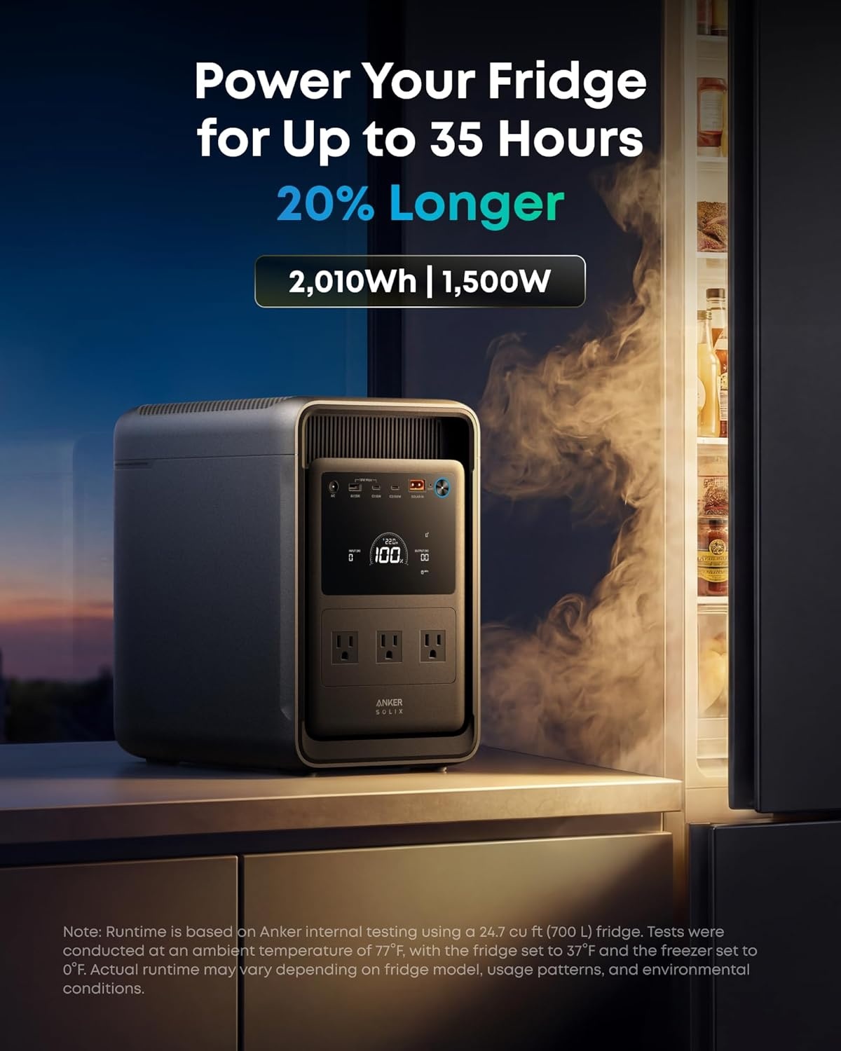 imageAnker SOLIX S2000 Portable Power Station 1500W Solar Generator for Home Use 35Hr Fridge Backup 2010Wh LFP Battery for Home Backup Emergencies Power Outages Camping Solar Panel OptionalAlternator ChargerSOLIX S2000