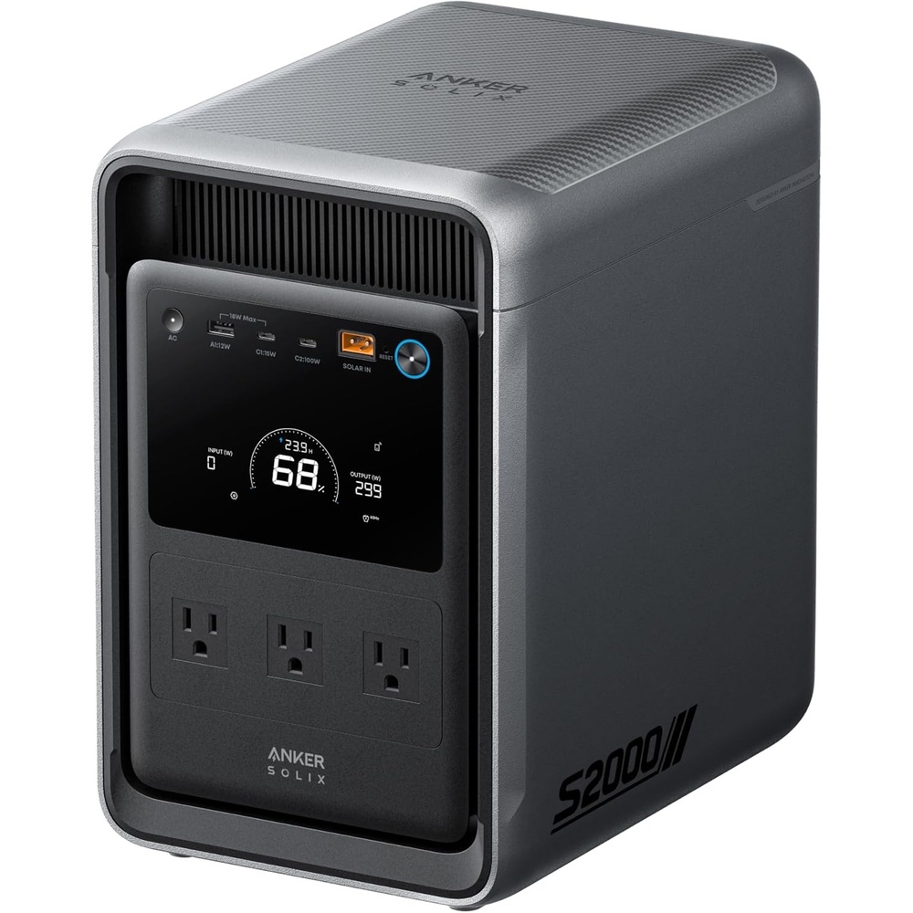 imageAnker SOLIX S2000 Portable Power Station 1500W Solar Generator for Home Use 35Hr Fridge Backup 2010Wh LFP Battery for Home Backup Emergencies Power Outages Camping Solar Panel OptionalAnker SOLIX S2000