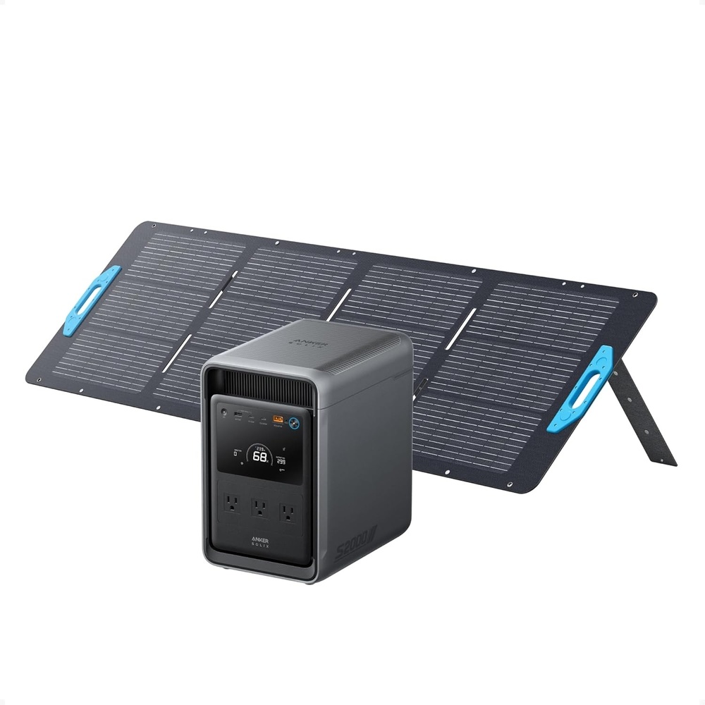 imageAnker SOLIX S2000 Portable Power Station 1500W Solar Generator for Home Use 35Hr Fridge Backup 2010Wh LFP Battery for Home Backup Emergencies Power Outages Camping Solar Panel Optional400W Solar PanelSOLIX S2000