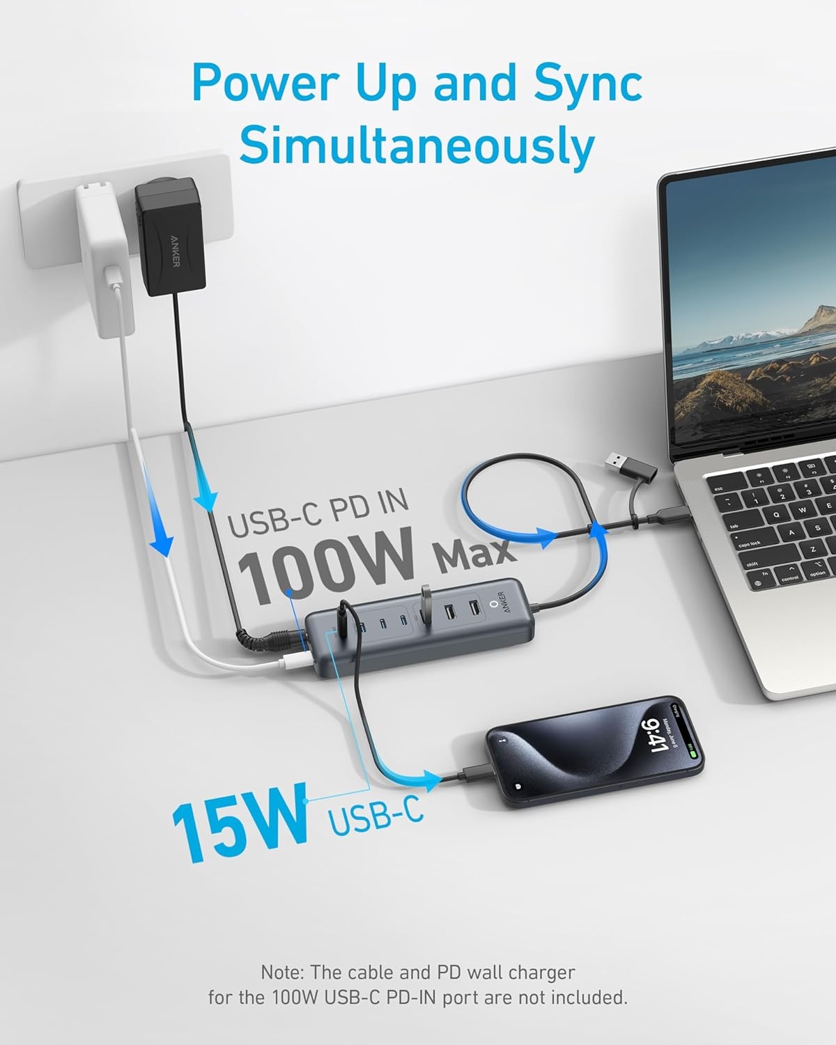 image:imageAnker USB C Hub 8in1 5Gbps Data Hub USB Splitter with 3 USBA and 4 USBC Ports 100W PDin 2in1 USBConnector for Laptop MacBook iPad and More 45W Adapter Included8in1