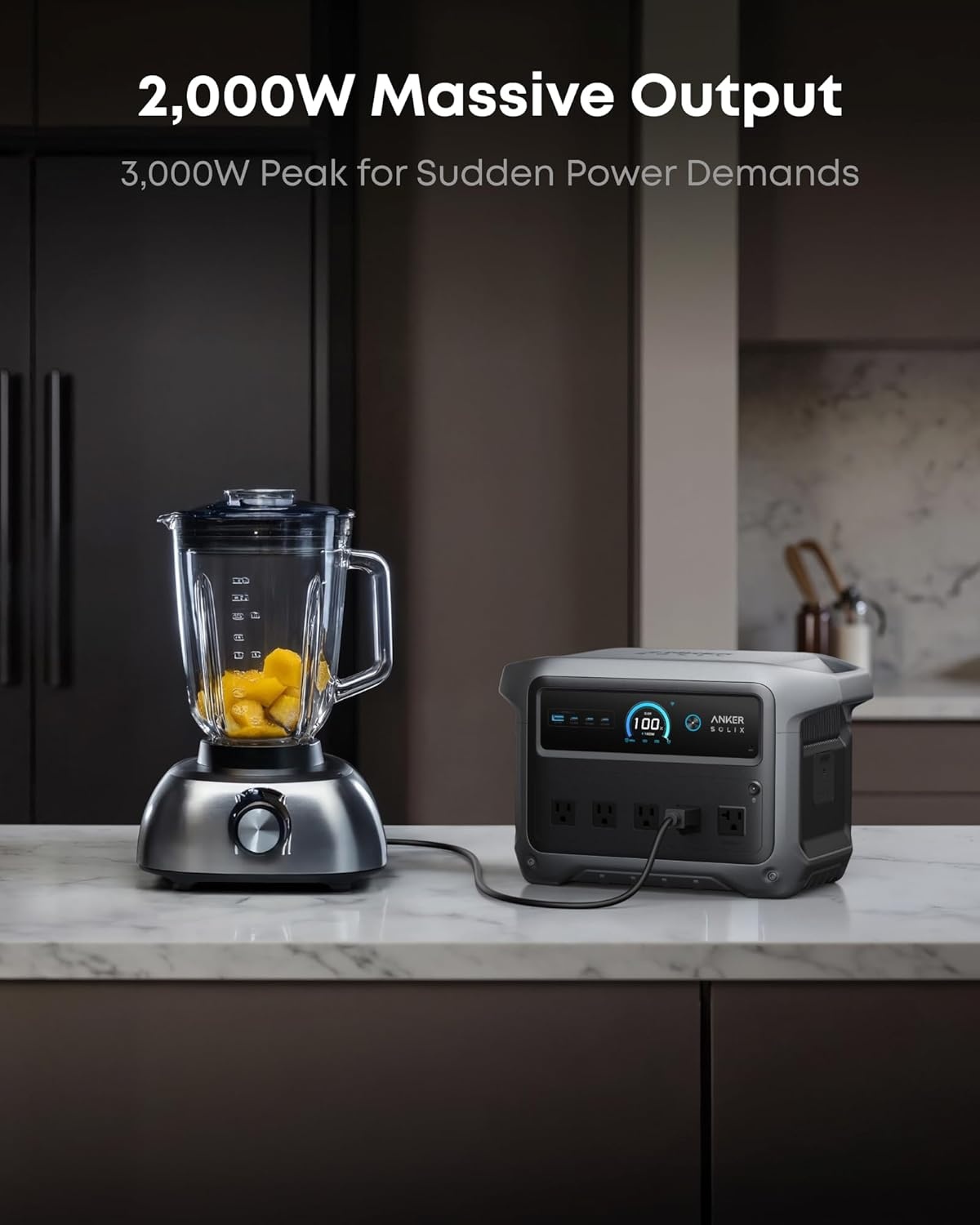 image:imageAnker SOLIX C1000 Gen 2 Portable Power Station with 200W Bifacial Solar Panel 2000W Peak 3000W Solar Generator Full Charge in 49 Min 1024Wh LiFePO4 BatteryAlternator Charger with C1000 Gen2