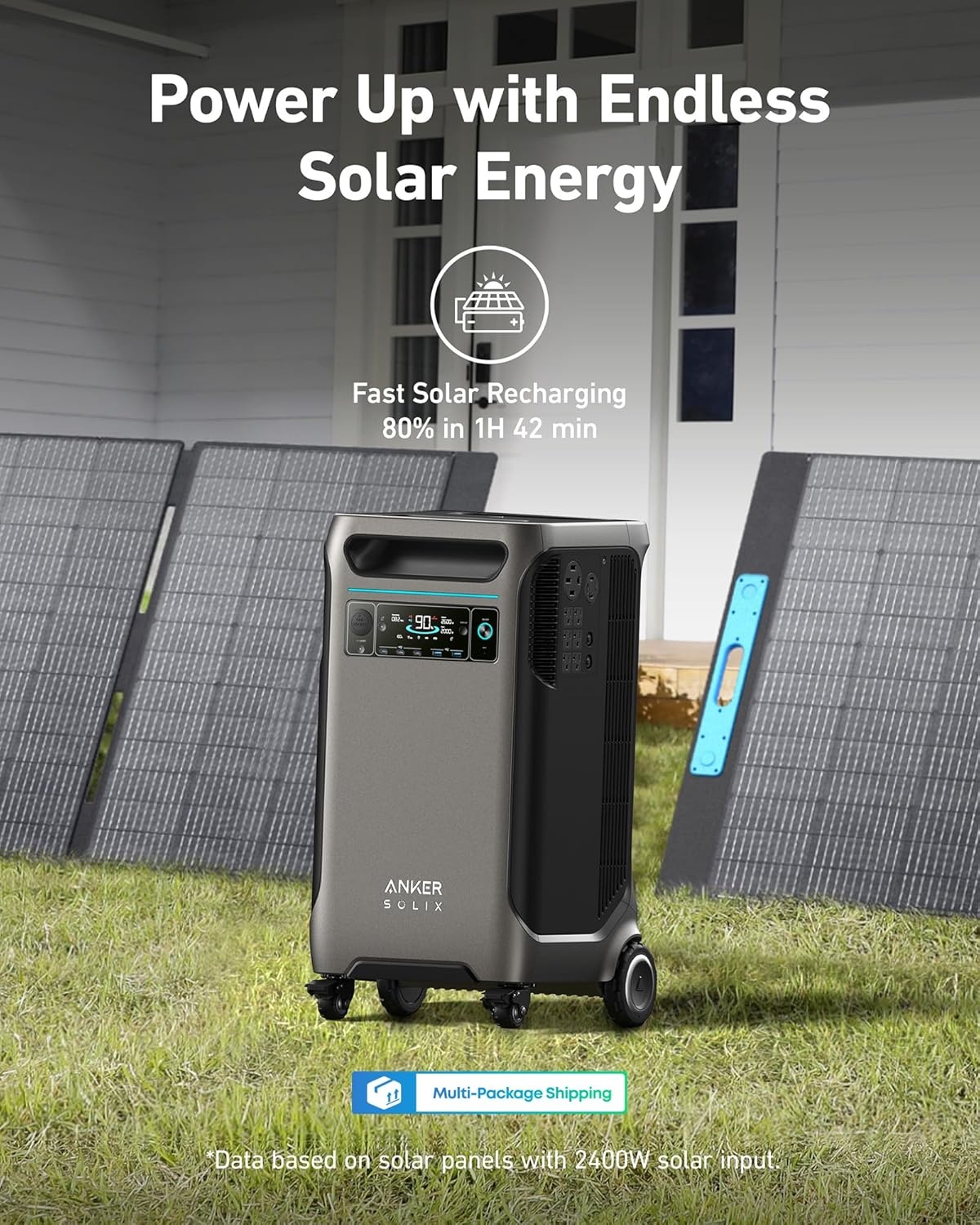 image:imageAnker SOLIX F3800 Portable Power Station with 400W Bifacial Solar Panel 3840Wh LiFePO4 Battery 6000W AC Output 120V 240V Solar Generator for Home Use RV Emergency Backup Power Outages400W Solar PanelAnker SOLIX F3800
