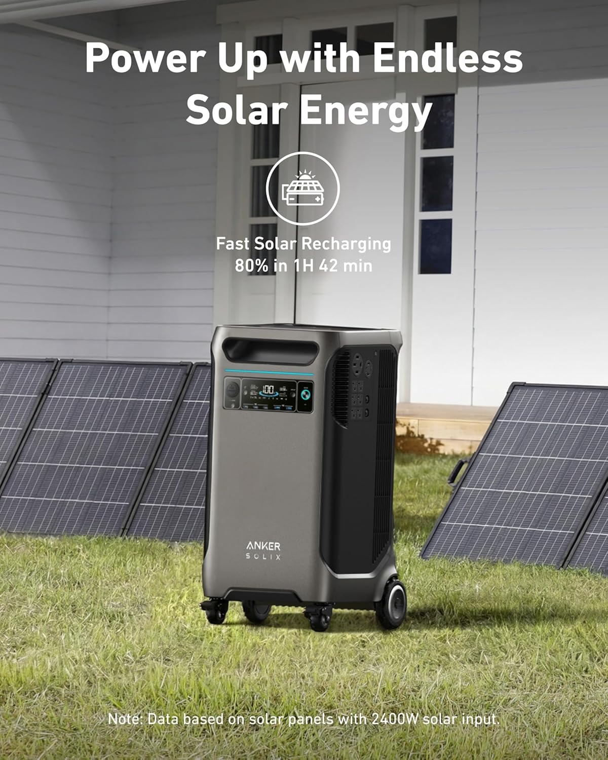 image:imageAnker SOLIX F3800 Portable Power Station with 400W Bifacial Solar Panel 3840Wh LiFePO4 Battery 6000W AC Output 120V 240V Solar Generator for Home Use RV Emergency Backup Power Outages400W Solar Panel NEW F3800