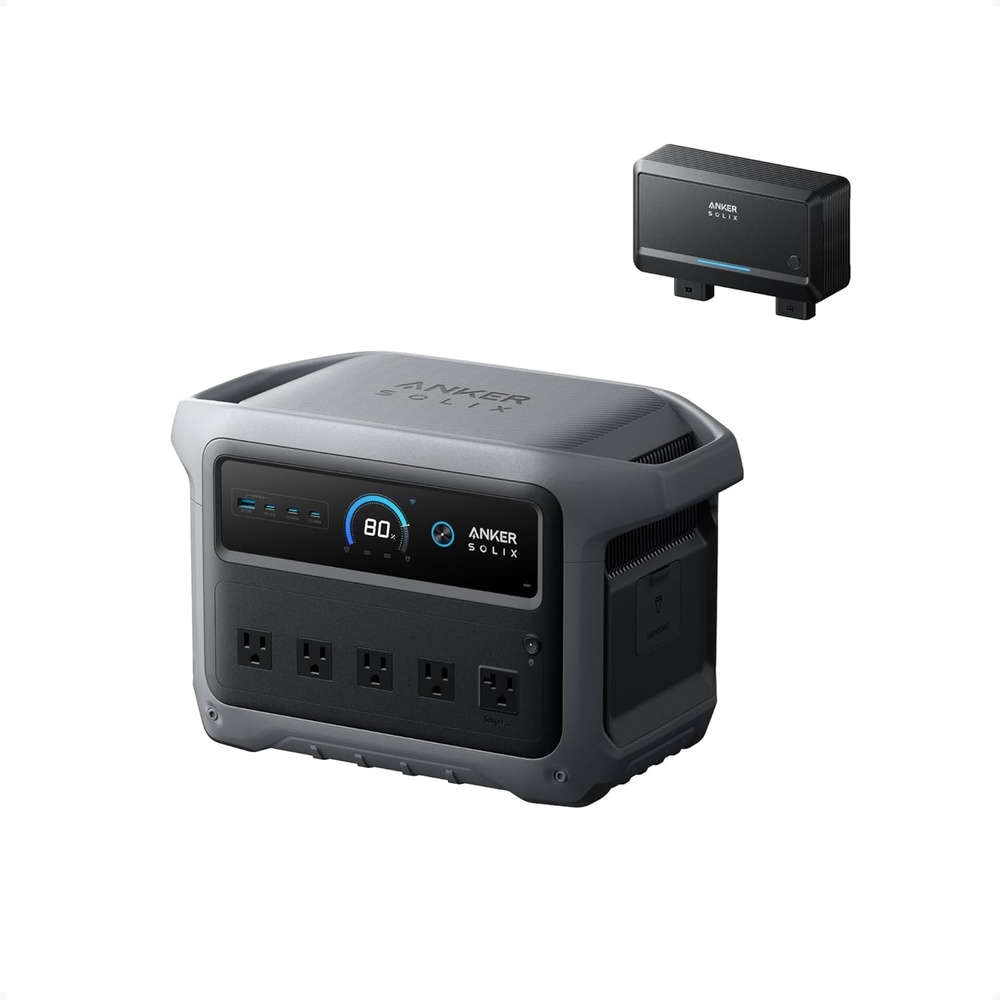 image:imageAnker SOLIX C1000 Gen 2 Portable Power Station with 200W Bifacial Solar Panel 2000W Peak 3000W Solar Generator Full Charge in 49 Min 1024Wh LiFePO4 BatteryAlternator Charger with C1000 Gen2