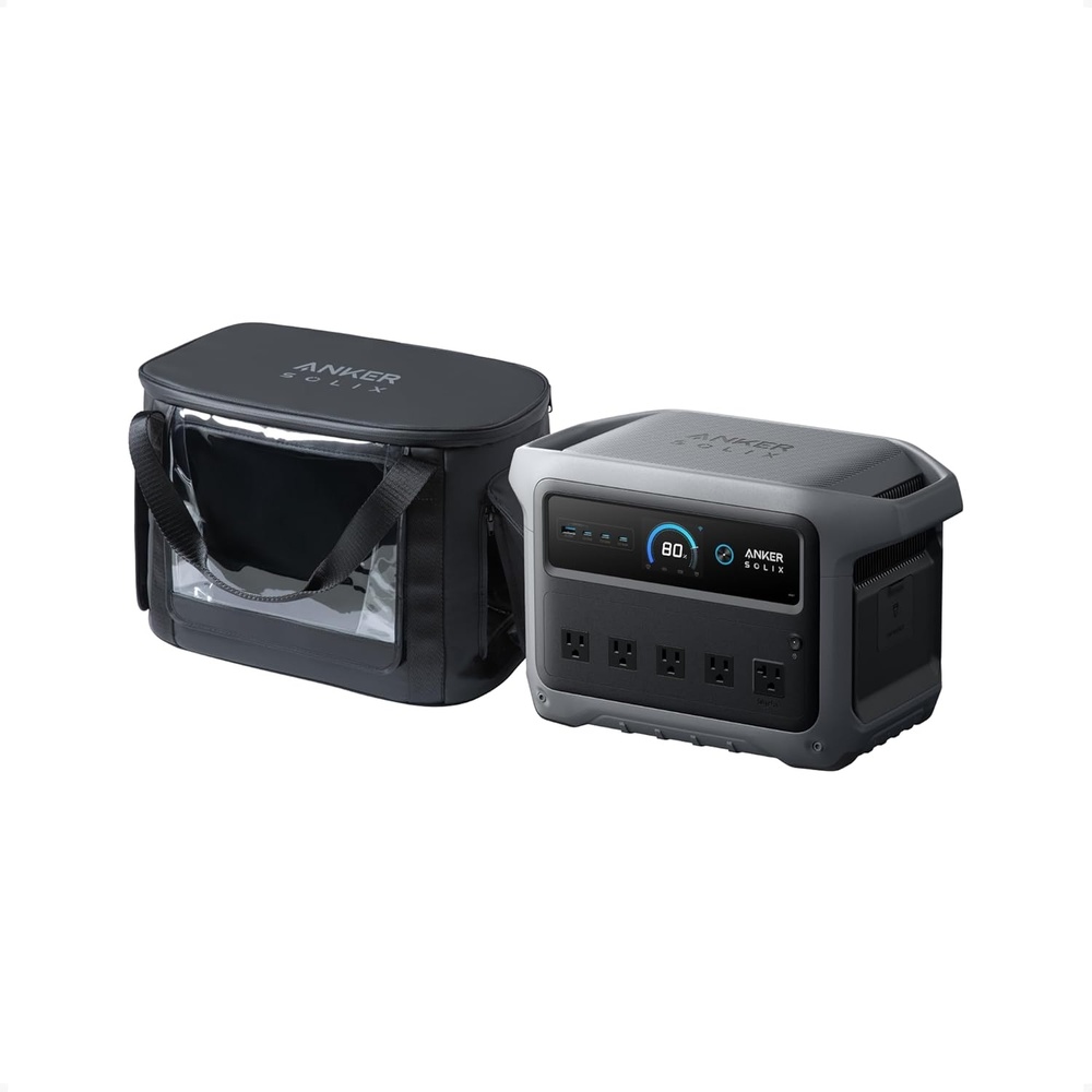 image:imageAnker SOLIX C1000 Gen 2 Portable Power Station with 200W Bifacial Solar Panel 2000W Peak 3000W Solar Generator Full Charge in 49 Min 1024Wh LiFePO4 BatteryWater Resistant Bag with C1000 Gen2