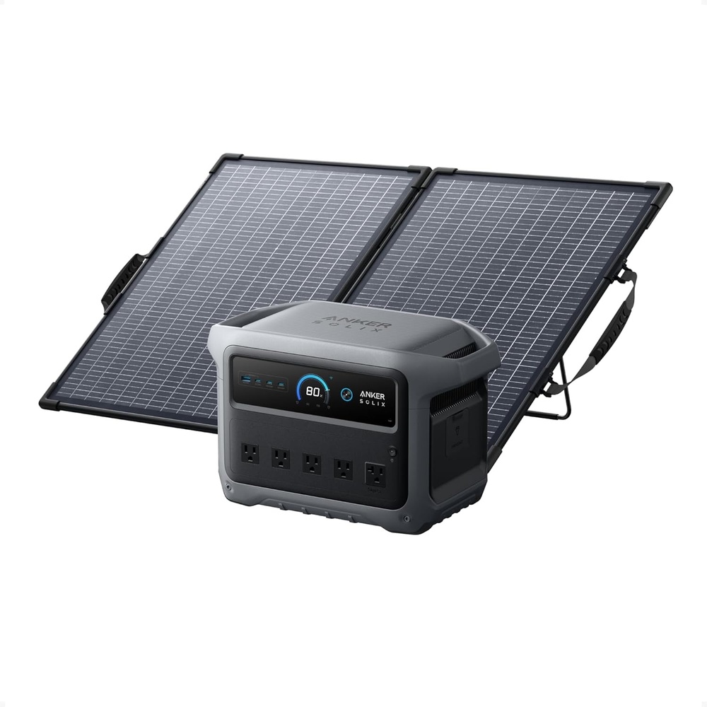 image:imageAnker SOLIX C1000 Gen 2 Portable Power Station with 200W Bifacial Solar Panel 2000W Peak 3000W Solar Generator Full Charge in 49 Min 1024Wh LiFePO4 Battery100W Solar Panel NEW with C1000 Gen2