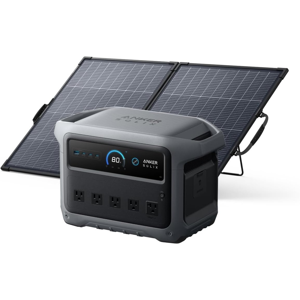 image:imageAnker SOLIX C1000 Gen 2 Portable Power Station with 200W Bifacial Solar Panel 2000W Peak 3000W Solar Generator Full Charge in 49 Min 1024Wh LiFePO4 Battery200W Solar Panel NEW with 1000 Gen2