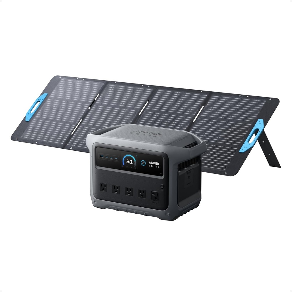 image:imageAnker SOLIX C1000 Gen 2 Portable Power Station with 200W Bifacial Solar Panel 2000W Peak 3000W Solar Generator Full Charge in 49 Min 1024Wh LiFePO4 Battery200W Solar Panel with C1000 Gen2