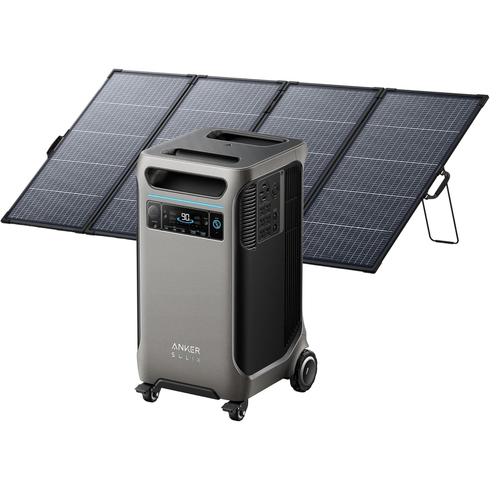 image:imageAnker SOLIX F3800 Portable Power Station with 400W Bifacial Solar Panel 3840Wh LiFePO4 Battery 6000W AC Output 120V 240V Solar Generator for Home Use RV Emergency Backup Power Outages400W Solar Panel NEW F3800