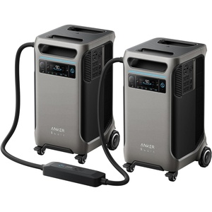 Anker SOLIX F3800 Portable Power Station with 400W Bifacial Solar Panel, 3,840Wh LiFePO4 Battery, 6,000W AC Output (120V / 240V), Solar Generator for Home Use, RV, Emergency Backup, Power Outages(Double Power Hub+Anker SOLIX F3800*2)