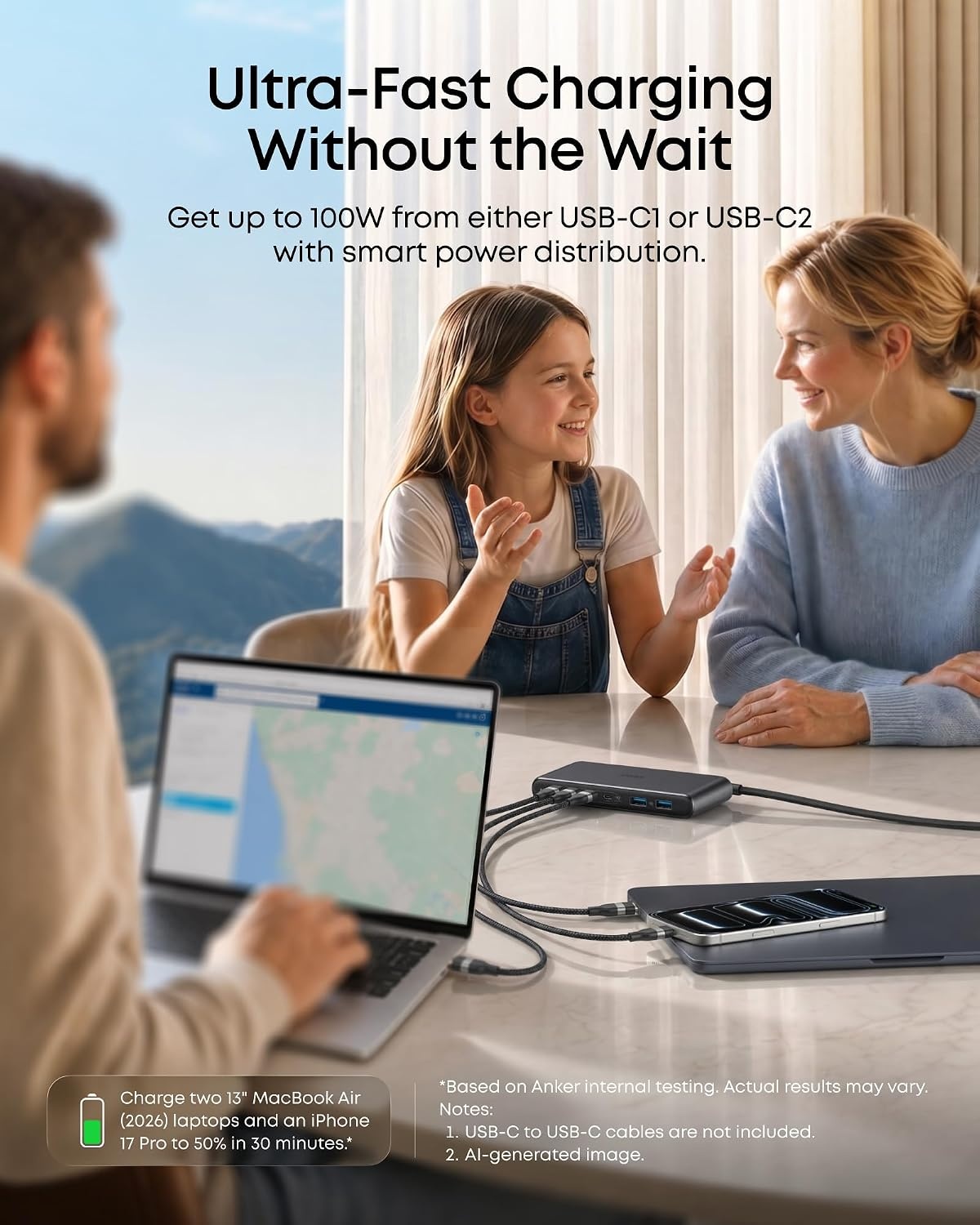 image:imageAnker Travel Charging Station 150W Slim USB C Charger 4 USB C 2 USB A