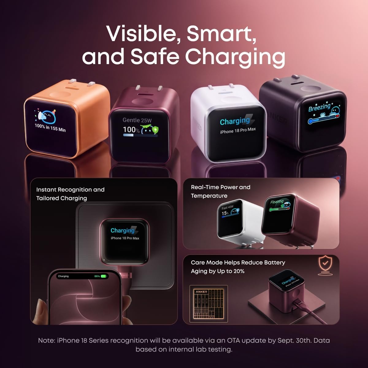 image:imageAnker Nano Smart Display Charger 45W Max USB C Charger for iPhone 18 ProBlue1